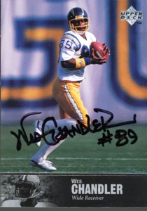 Autenticación BAS 1997 Upper Deck Heroes #87 firmado por Wes Chandler - Imagen 1 de 2