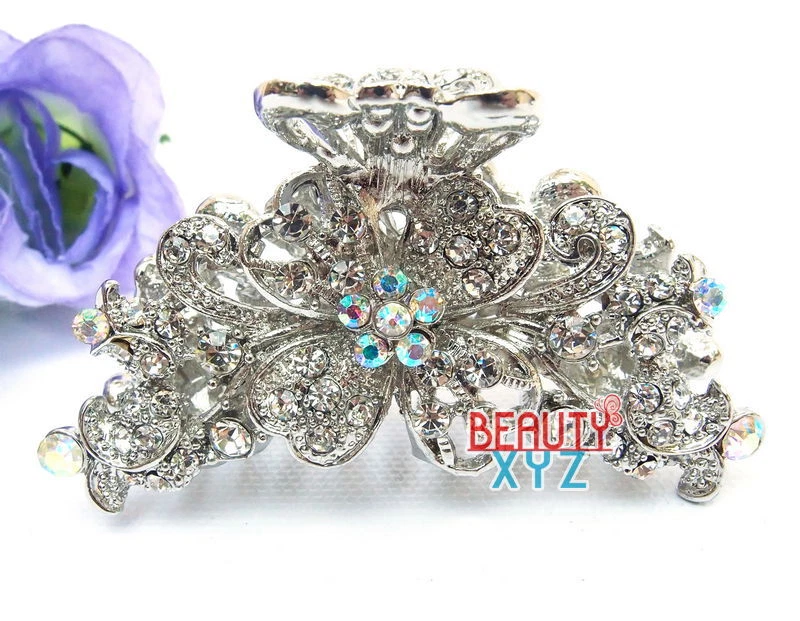 Новый стиль стразы кристалл цветы металлический волос зажим волос коготь зажим для волос  - Изображение 1 из 1