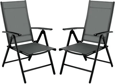 2 tlg Alu Hochlehner Gartenstühle Campingstuhl Balkonstuhl Klappbar bis 120kg DE - Bild 1 von 4