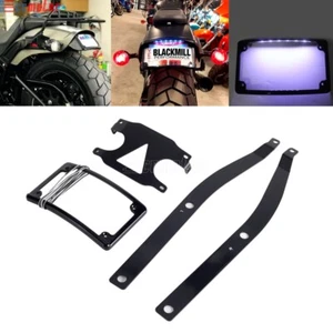 For Harley Fat Bob FXFB FXFBS Curved Relocation License Plate Mount w/ LED Frame - Picture 1 of 12