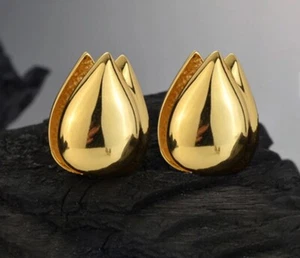 Pendientes Gruesos Lágrima Chapados en Oro 18k Plata de Ley 925 Sin Deslustre - Imagen 1 de 6