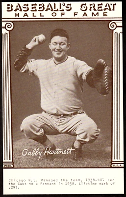 1977 Exhibit Card BASEBALL'S GREAT HALL OF FAME GABBY HARTNETT CHICAGO CUBS MINT - Image 1 of 2