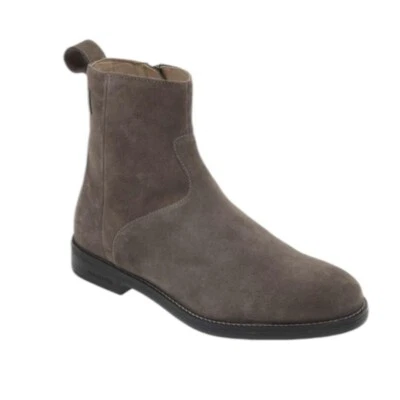 AllSaints Hombres Gris Gamuza Hueco Cremallera Lateral Cuero Botines Talla 11 M Nuevo Foto 1 de 4