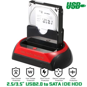 2.5"3.5" Dual Slot USB SATA HDD Docking Station Hard Disk Card Drive Reader J0S4 - Picture 1 of 12