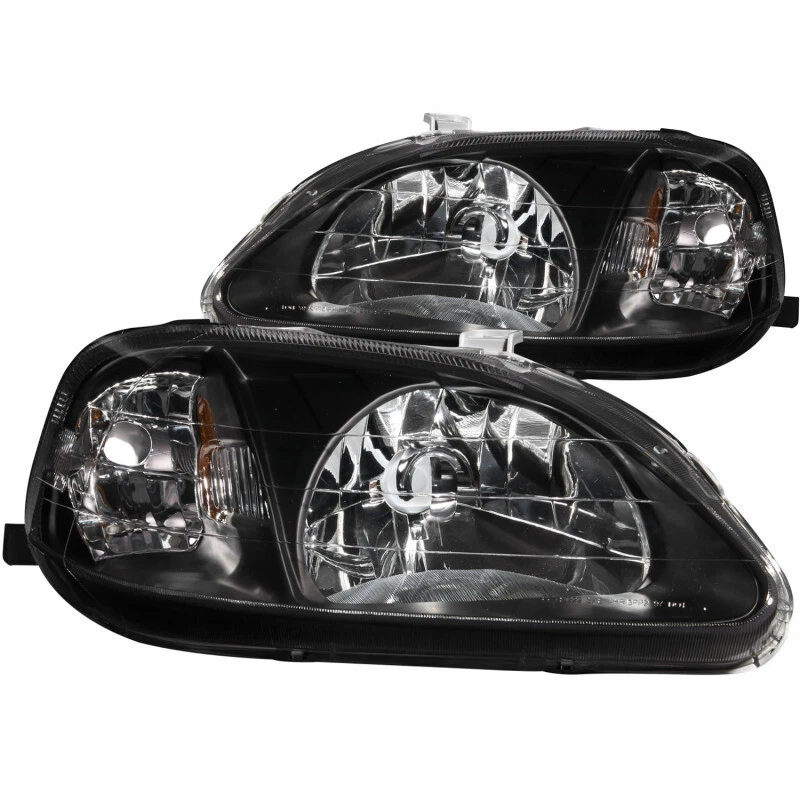 ANZO For 1999-2000 Honda Civic Crystal Headlights Black - Image 1 of 4