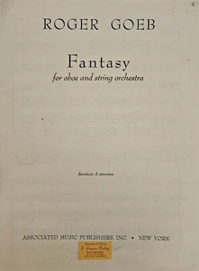 Roger Goeb - Fantasy for Oboe and String Orchestra - Full Score - Picture 1 of 1