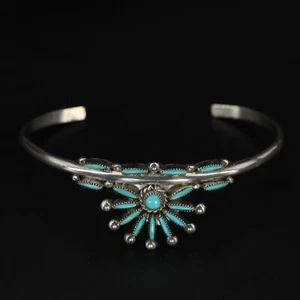 VTG Sterling Silver - NAVAJO ZUNI EVANS WAATSA Turquoise 6.5" Cuff Bracelet - 9g - Picture 1 of 5