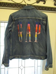 P10 Gap Women's Denim Trucker Jacket Blue Size Large Casual Button Front - Picture 1 of 11