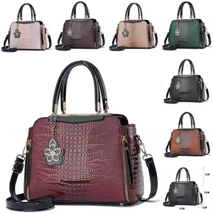 Croc Muster freistehende Umhängetasche Damen Oberteil Griff Tragetasche Handtasche 216-23 - Bild 1 von 15