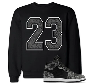 23 Elephant Print Sweater to match with Air Js Retro 1 Cement Black Shoes - Picture 1 of 15