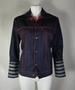 Vtg Jean Paul Gaultier Levi's Striped Denim Jacket S - Picture 1 of 9