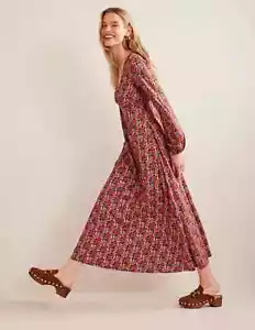 BNWT Boden Keyhole Jersey Maxi Dress Sz 18 R Vermillion, Abstract Poppy - Picture 1 of 9