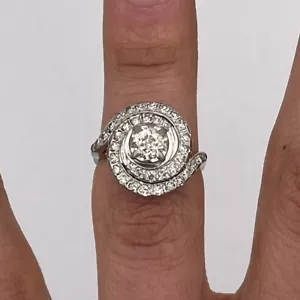 Vintage Estate 14k White Gold Ladies Swirl Bypass 1.00ctw Diamond Ring Size 6.75 - Picture 1 of 6