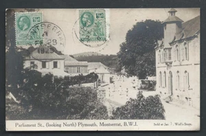Montserrat rppc Plymouth Parliament Street British West Indies 2 Briefmarken 1926 - Bild 1 von 1