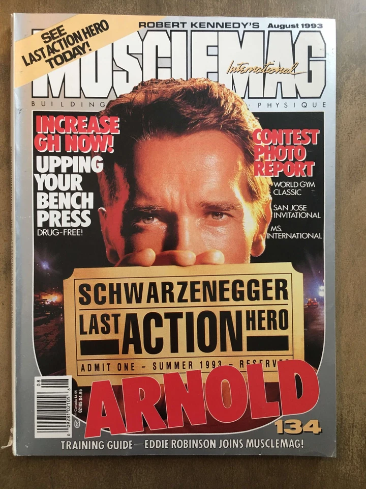MuscleMag International Magazine August 1993 Arnold Schwarzenegger Cover - Image 1 of 1