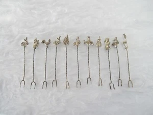 JUEGO DE 11 BONITAS SELECCIONES DE CÓCTELES ORIGINALES VINTAGE PLATA MACIZA 800 OLIVA - Imagen 1 de 9