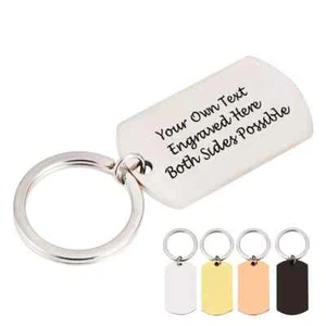 Personalised Keyring Engraved Keychain Custom Any Text Birthday Fathers Day Gift - Picture 1 of 7