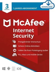 McAfee Internet Security 2024 • 3 Geräte 1 Jahr • Download • Email - Bild 1 von 1