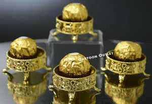 12 GOLD PLASTIC WEDDING FAVOR TRINKET BOX CANDY CONTAINER TABLE DECORATION ORO - Picture 1 of 9