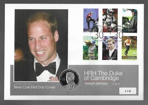 Prince William 30th Birthday Sterling Silver Proof £5 Guernsey 2012 Coin Cover - Picture 1 of 7