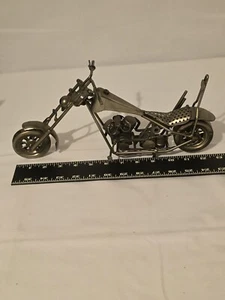 Motorcycle Scrap Metal Handcrafted Bike Motor Gas Oil Harley Decor Toy Helmet 2 - Picture 1 of 13