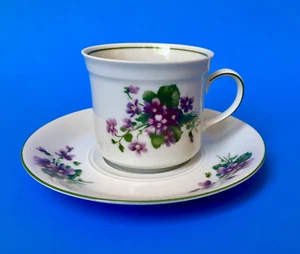 Juego de tazas y platillos Mitterteich Bavaria patrón violetas campo inglés - Imagen 1 de 12