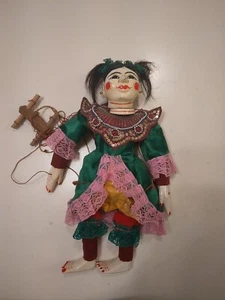 13" Thai Burma Myanmar Marionette Vintage Puppet Handmade Wooden - Picture 1 of 5