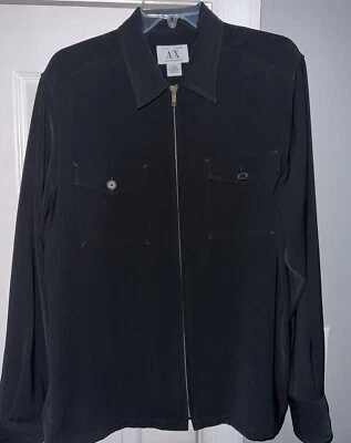 Chaqueta ligera Armani camisa con cremallera para hombre grande de seda Foto 1 de 4