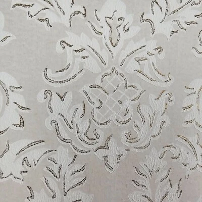 Vintage Wallpaper Sample Sheet Demask White Victorian Elegant Crafting Dollhouse - Image 1 of 4