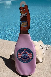 Beer Bottle Koozie Drink Cooler w/ Opener RON JON SURF SHOP Pink Nautical Anchor - Picture 1 of 5