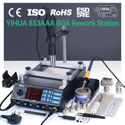 YIHUA 853AAA 3-in-1 Preheater Soldering Station Digital Desoldering Station - Image 1 of 4