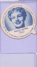 Shelley Winters, Dixie Cup Lid 1952 - Cowboy, Movie, & TV Stars, Set No F5-18