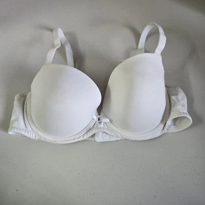 Ambrielle Women Bra 38C White Cotton Push Up Demi Underwired Bow Convertible - Image 1 of 4