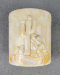 VTG Akro Agate Mexicali Orange Slag Glass Powder Jar Pickwick Cosmetic New York - Picture 1 of 18