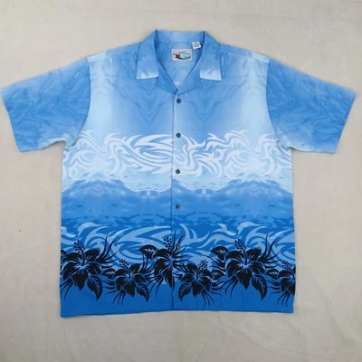 VTG Ocean Current XL Mens Shirt 90s Tribal JnCo Baggy 26x30 - Image 1 of 4