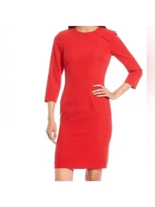 ANTONIO MELANI Womens Red 3/4 Sleeve Above The Knee Wear To Work Sheath Dress 0 - Picture 1 of 3