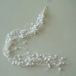 Ramo De Novia Con Perlas 60cm Decoración Para El Cabello Boda Blanco - Imagen 1 de 6