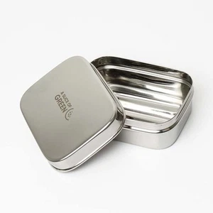 A Slice of Green Ridged Base Stainless Steel Travel Tin - Picture 1 of 1