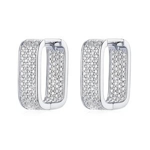 Orecchini a cerchio in argento sterling 925 con moissanite VVS1 D-E... - Foto 1 di 14