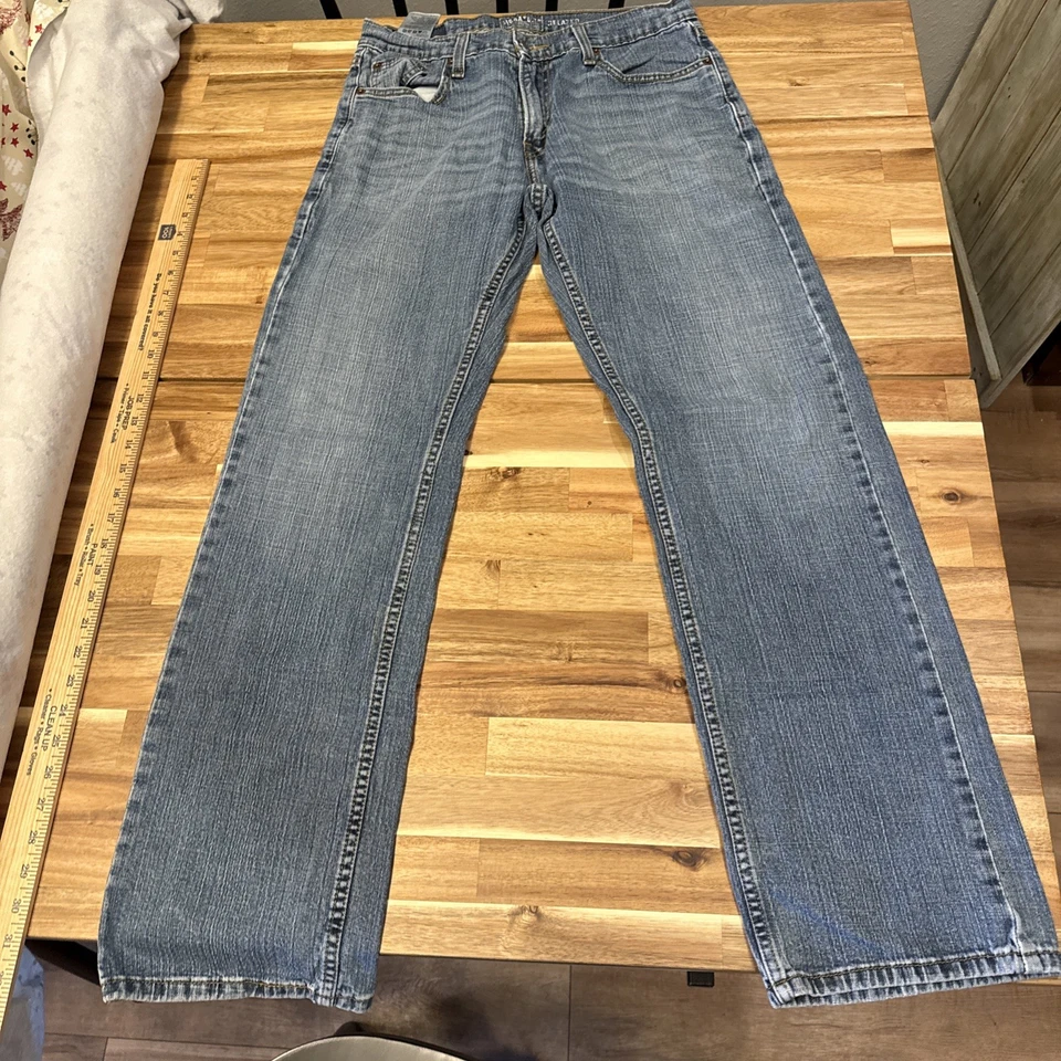 Signature Levi Jeans Mens 30x32 Blue Relaxed Fit Distressed Denim - Image 1 of 4