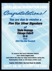 2024 Topps Five Star #SS-SI Shota Imanaga Silver Signature Auto RC #/40 - Picture 1 of 2