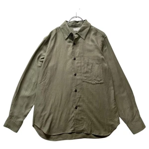 Margaret Howell Cotton Cashmere Twill Shirt Khaki Green M Unisex F/S - Picture 1 of 7