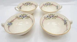 Lenox Belvidere Tazza Caffè/Tè Nastri Rosa Bordo Oro Fiori Blu Set di 4 - Foto 1 di 9