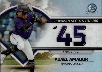 2023 Bowman Bowman Scouts Top 100 #BTP-45 Adael Amador Colorado Rockies - Image 1 of 2