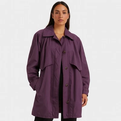 Vintage London Fog Purple Trench Coat with Removable Plaid Liner Sz 8 Korea Made - Image 1 of 4