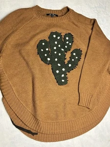 Anne French Orange Cactus Knit Sweater With Conchos - Size Small - Picture 1 of 7