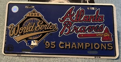 Vintage 1995 World Series Atlanta Braves Metal License Plate Embossed Sign - Image 1 of 3