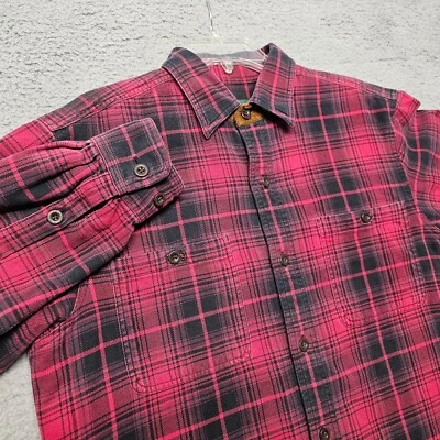 Идеальная фланелевая рубашка Orvis среднего роста красная клетчатая с тяжелыми карманами на пуговицах - Изображение 1 из 4