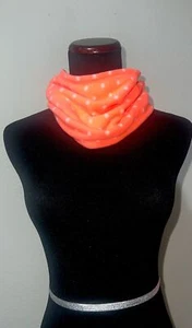 Crazy 8 Fleece Infinity Scarf (one size) Neon Orange Polka dots Very Soft New - Picture 1 of 7