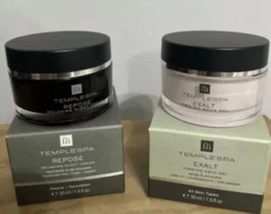 Temple Spa Exalt 50ml Full Size Neck Gel & Repose Resting Night Moisturiser 50ml - Picture 1 of 4